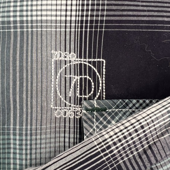 7 Diamond Shirt Mens Large Blue Green Plaid Button Up XXL Cotton Long Sleeve - Picture 10 of 13